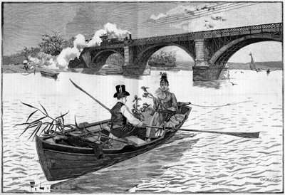 De omgeving van Parijs, een zondag in Argenteuil in 1887 door French School