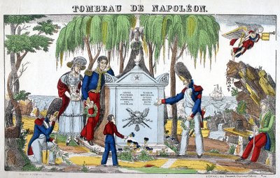 Het graf van Napoleon Bonaparte op het eiland Sint-Helena. Afbeelding van Epinal door French School