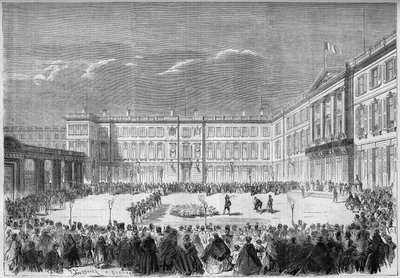 De fakkelcuree in de binnenplaats van het paleis van Compiegne, Oise (60). door French School