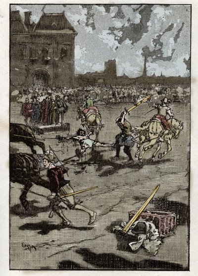 De marteling van François Ravaillac, moordenaar van koning Hendrik IV: hij werd gevierendeeld in Parijs op 27 mei door French School