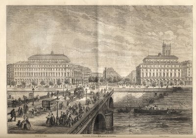 De twee nieuwe theaters van de Place du Châtelet in Parijs in 1862 - Gravure uit 