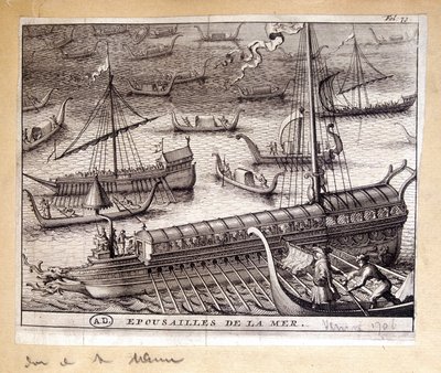 De vrouwen van de Doge van Venetië met de zee in 1706 door French School