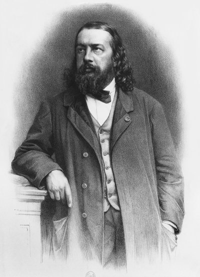 Théophile Gautier, gegraveerd door A. Lemoine door French School