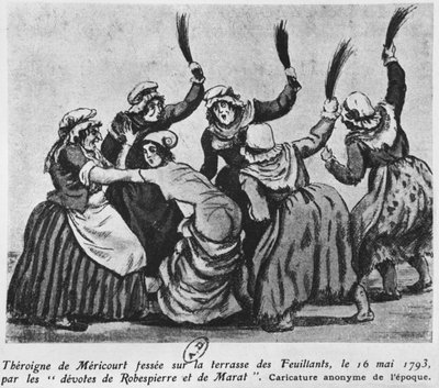 Theroigne de Mericourt gegeseld door een groep Parijse Jacobijnse vrouwen, 16 mei 1793 door French School