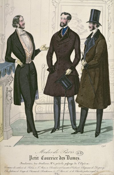 Drie elegante jonge mannen, 1841 door French School