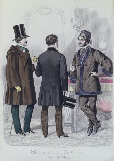Drie elegante jonge mannen, december 1856 door French School