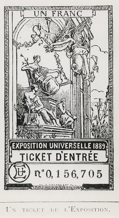 Toegangskaart voor de Exposition Universelle van 1889 (litho) door French School