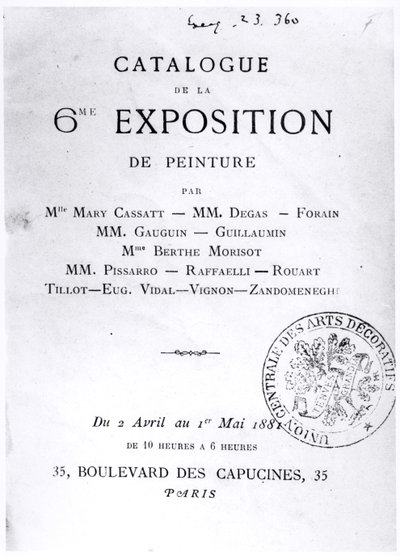 Titelpagina voor de catalogus van de 6e Impressionistische Tentoonstelling, 1881 door French School