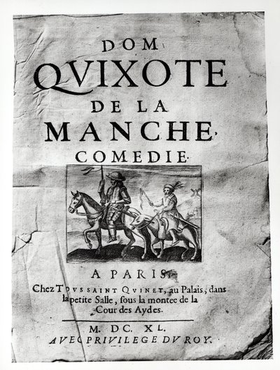 Titelpagina van Dom Quixote de La Manche Comedie door Guerin de Bouscal, 1640 door French School