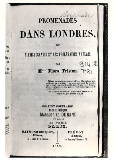 Titelpagina van Promenades dans Londres door Flora Tristan (1803-44), gepubliceerd in Parijs door Raymond-Bocquet et Prevot, 1842 door French School