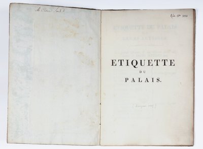 Titelpagina van de Etiquette du Palais, Lucca, 1805 door French School