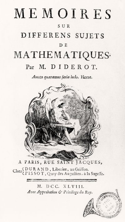 Titelpagina van "Mémoires sur différens sujets de mathématiques", 1748 door French School