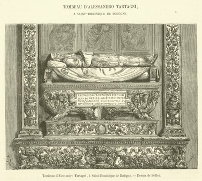 Graf van Alessandro Tartagni, in Saint-Dominique de Bologne (gravure) door French School