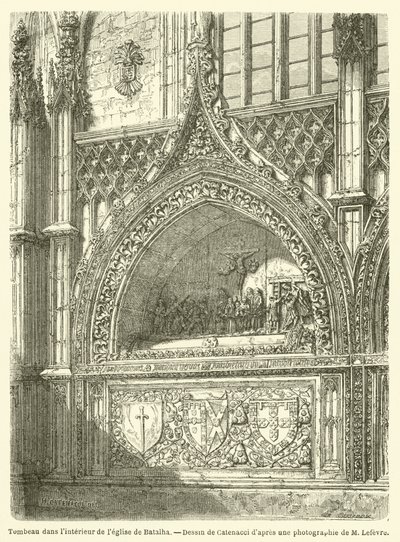 Graf in het interieur van de kerk van Batalha door French School