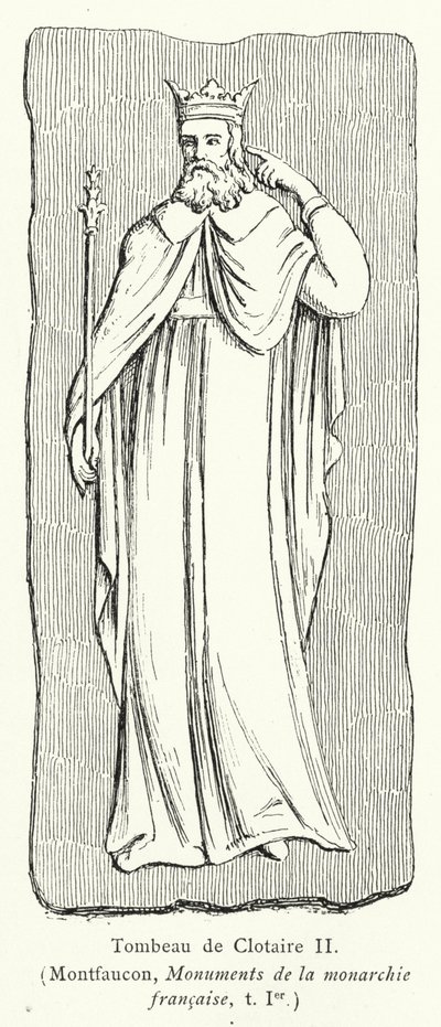 Graf van Clotaire II (gravure) door French School