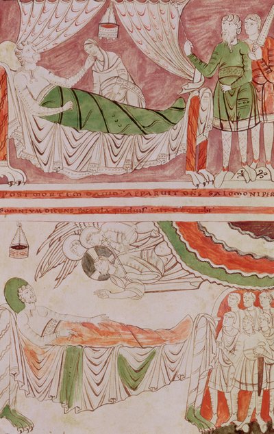 Tome 1, Ms 1589 f.128v Koning David en de droom van Salomo, uit de Bijbel van St. Vaast door French School