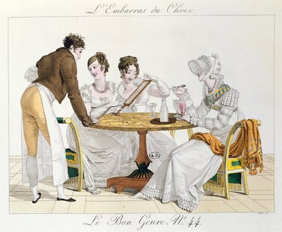 Te Veel Keuze, plaat 44 uit Le Bon Genre, 1827 door French School