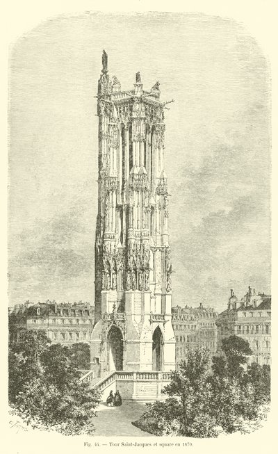 Saint-Jacques toren en plein in 1870 door French School