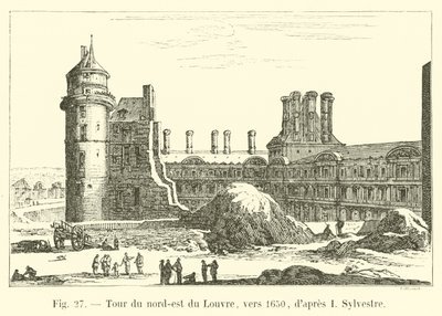 Noordoostelijke toren van het Louvre, rond 1650, naar I Sylvestre door French School