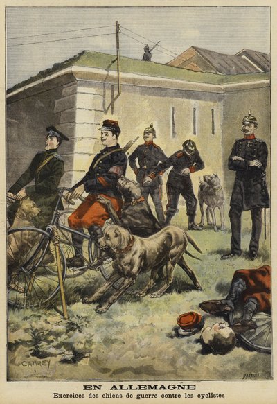 Training van legerhonden om fietsers aan te vallen, Duitsland door French School