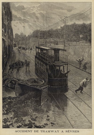 Tramongeluk in Sèvres, Frankrijk, 1897 door French School