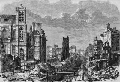 Transformaties van Parijs onder het Tweede Keizerrijk, Haussmanns Parijs: werkzaamheden aan de berg Saint Genevieve (Sainte-Genevieve) door French School