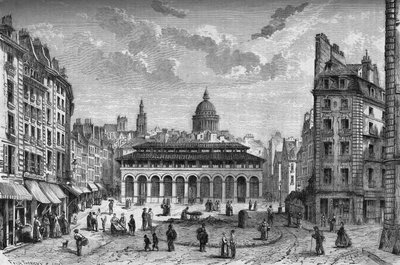 Transformaties van Parijs onder het Tweede Keizerrijk, Haussmanns Parijs: uitzicht op de markt van de Carmes en het oude plein Maubert door French School