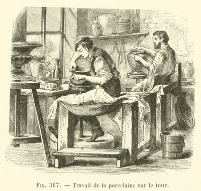Travail de la porcelaine sur le tour door French School