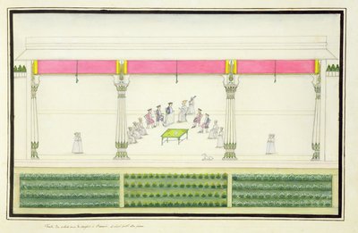 Verdrag van de Nawab met de Britten in Benares in 1765 waarbij Gentil aanwezig was uit Het Gentil Album, gepubliceerd in 1774 door French School