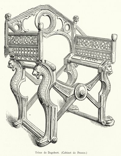 Troon van Dagobert (gravure) door French School