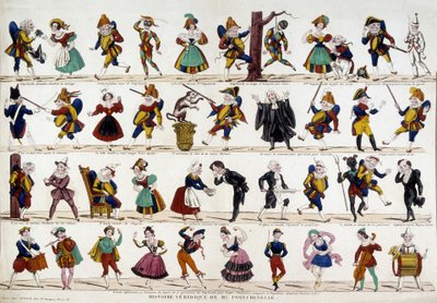 Waargebeurd verhaal van Monsieur Polichinelle. Beeld van Epinal, sd. 19e eeuw door French School