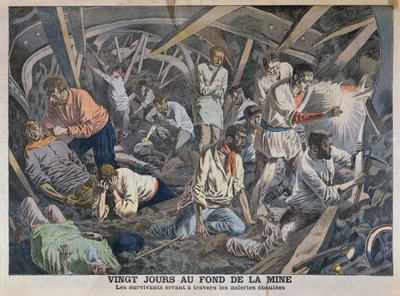 Twintig dagen op de bodem van de mijn, uit Le Petit Journal, april 1906 door French School