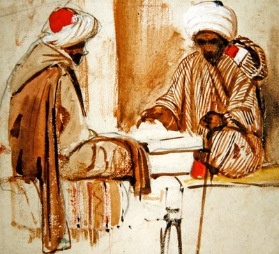 Twee Arabieren spelen Backgammon door French School