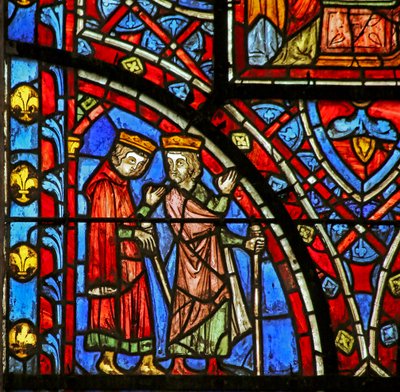 Twee van de wijzen benaderen Herodes door French School