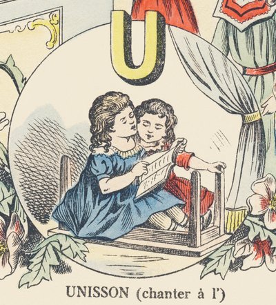 U: unisono (samen zingen) door French School