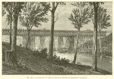Een brug op de spoorlijn van de provincie Queensland, Australië door French School
