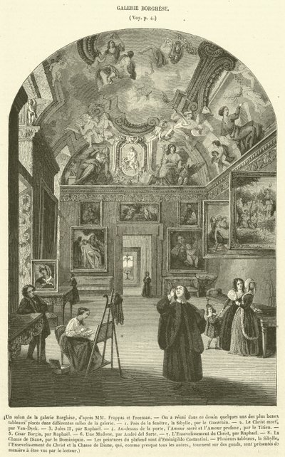 Een salon van de Borghese galerij door French School