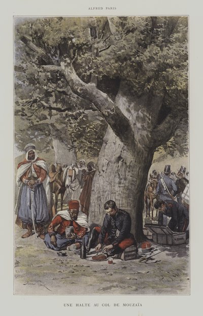 Een rustpauze bij de Col de Mouzaia door French School