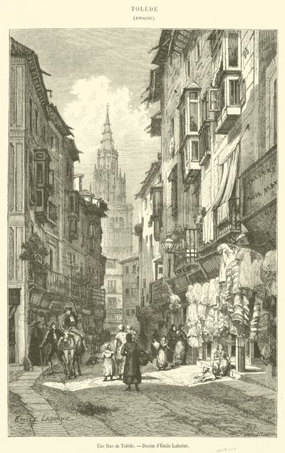 Een straat in Toledo door French School