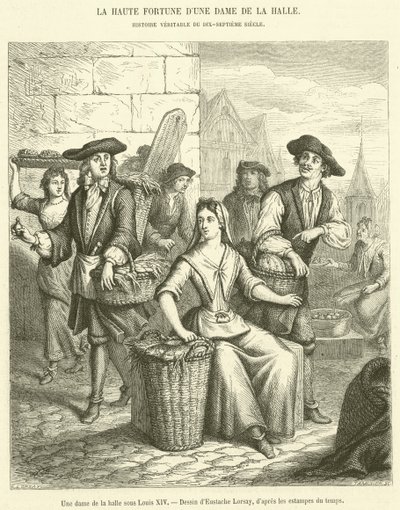 Een dame van de markt onder Lodewijk XIV door French School