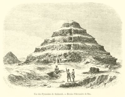 Een van de piramides van Sakkarah (gravure) door French School