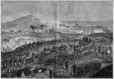 Eenheid van Italië - Expeditie van de Duizend of Rode Hemden onder leiding van Giuseppe Garibaldi (1807-1882) - Beleg van Gaeta door French School