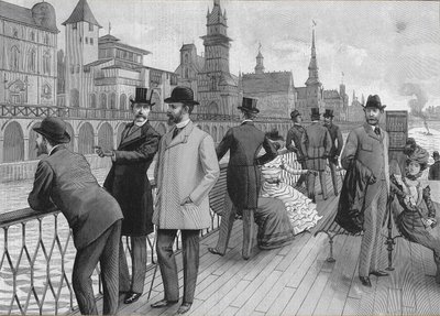 Wereldtentoonstelling van 1900 in Parijs: de straat van de naties. door French School