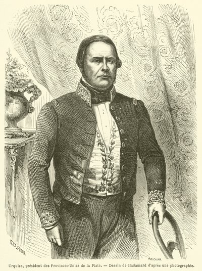 Urquiza, president van de Verenigde Provincies van de Plata (gravure) door French School