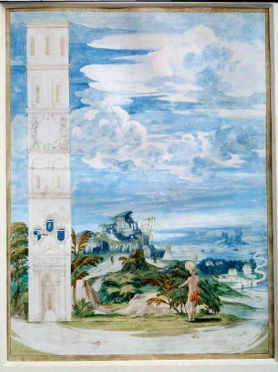 Gebruik van astrolabium, astronomisch instrument: gericht op de zon. Aquarel van de Franse school uit de 16e eeuw. 0,48x0,35 m. Parijs, Louvre Museum door French School