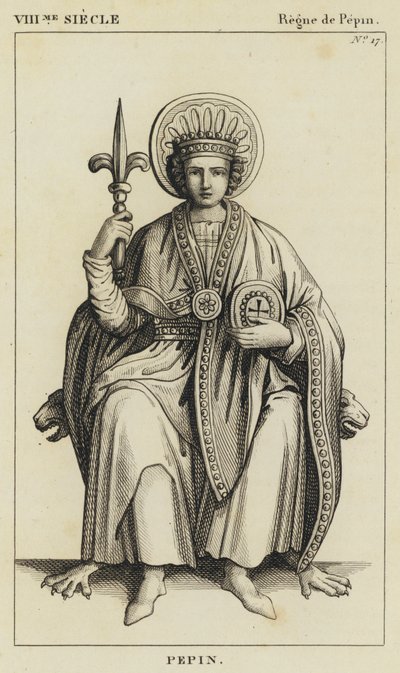 VIII Eeuw, Regering van Pepijn, Pepijn (gravure) door French School
