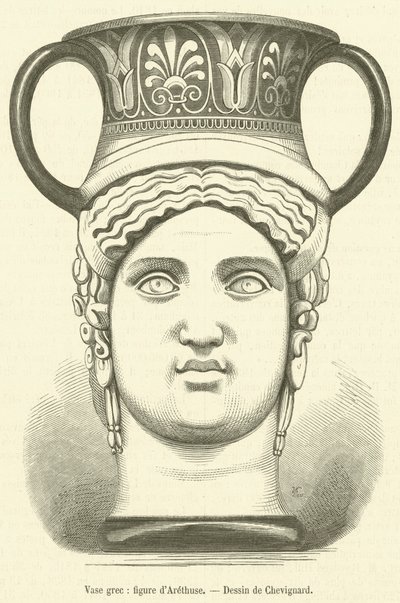Griekse vaas, figuur van Arethusa door French School