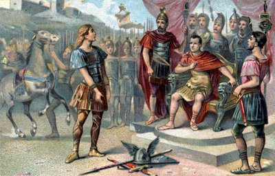 Vercingetorix, Gallische leider, gaf zich over aan Julius Caesar in 52 v.Chr. door French School