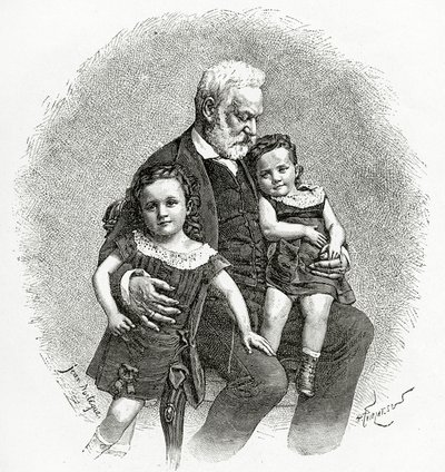 Victor Hugo en zijn Kleinkinderen door French School