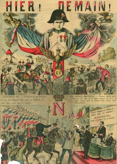 Victor Napoleon (1862-1926) aan het hoofd van Bonapartisten, de laatste erfgenaam van Napoleon I moest in ballingschap gaan na een wet aangenomen door de Derde Republiek in 1886. Gravure, in 